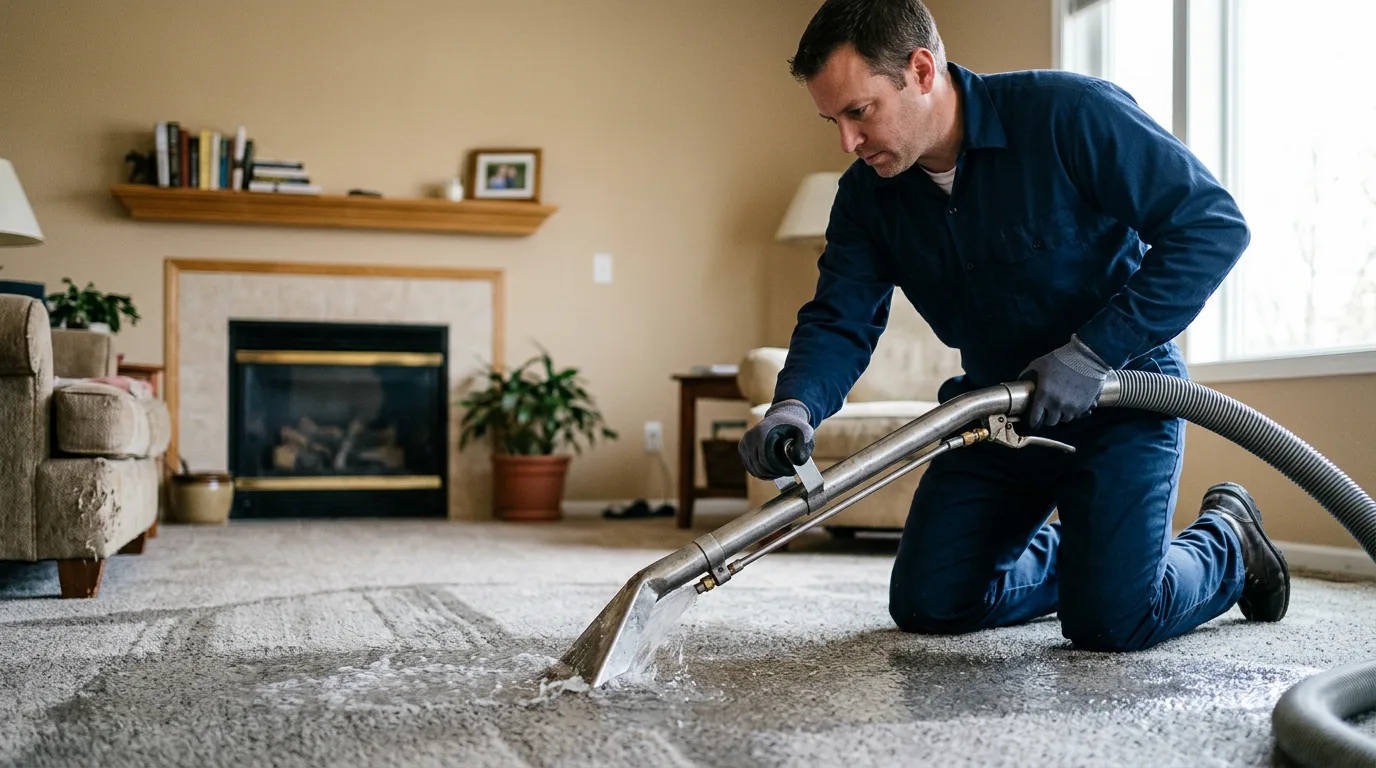 Water damage restoration technician working near Oakland, MD